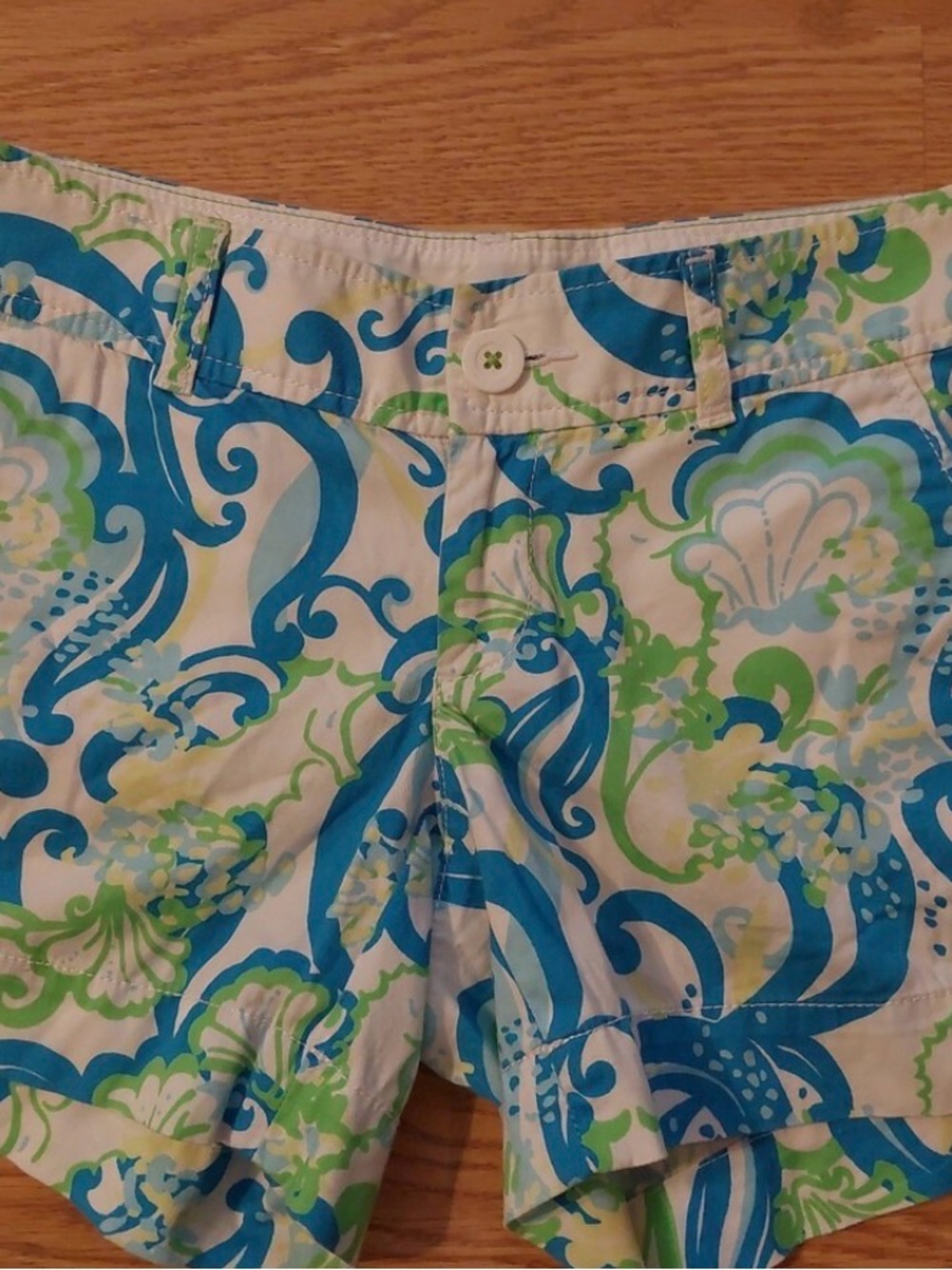 Lilly Pulitzer Pink Logo Blue-Green Print Shorts size 6